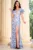 Rochie eleganta lunga bleu Rosalinda cu aplicatii din paiete