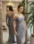 Rochie eleganta lunga cu corset si slit pe picior
