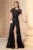 Rochie eleganta lunga neagra Palmer cu broderie si paiete
