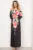 Rochie eleganta lunga neagra din voal satinat cu imprimeu floral