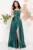 Rochie eleganta lunga verde Lorelai din tafta cu floare 3D