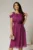 Rochie eleganta magenta din voal cu croi fluid