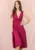 Rochie eleganta midi cu croiala in clos si decolteu in V prevazut cu tull transparent