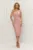 Rochie eleganta midi cu slit pe picior si franjuri la umeri
