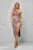 Rochie eleganta midi cu slit pe picior si pense la talie