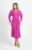 Rochie eleganta midi de culoare fucsia cu pense in zona taliei