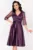 Rochie eleganta midi mov Britney in clos cu maneci din tulle