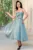 Rochie eleganta mint din organza Catherine cu floare maxi