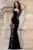 Rochie eleganta neagra Kany cu model din paiete si flori pastelate