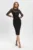 Rochie eleganta neagra conica cu bust si maneci din dantela