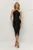 Rochie eleganta neagra conica midi prevazuta cu franjuri