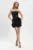 Rochie eleganta neagra cu aplicatie din broderie si siruri de margele negre
