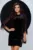 Rochie eleganta neagra din catifea Fofy in A cu aplicatii de pene si paiete
