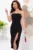 Rochie eleganta neagra midi June cu fundite decorative
