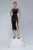 Rochie eleganta neagra midi cu slit pe picior si pense in zona taliei