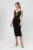 Rochie eleganta neagra mulata pe corp cu decolteu in V si accesoriu pretios