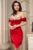 Rochie eleganta rosie Carlotta cu fronseuri si strassuri