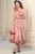 Rochie eleganta roz Caroline midi din voal peliculizat plisat