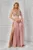 Rochie eleganta roz prafuit vaporoasa cu slit pe picior