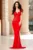 Rochie eleganta sirena Fabrizia rosie de seara cu flori 3D brodate