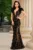 Rochie eleganta tip sirena Alejandra neagra cu paiete si flori 3D