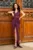 Rochie eleganta tip sirena Eleonor mov cu flori 3D si fronseuri