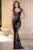 Rochie eleganta tip sirena Fabrizia cu broderie florala albastra