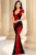 Rochie eleganta tip sirena Fabrizia cu broderie florala rosie