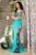 Rochie eleganta tip sirena Kany aqua cu model din paiete si flori pastelate