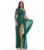 Rochie eleganta verde accesorizata cu broderie florala 3D aplicata manual