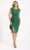 Rochie eleganta verde cu croiala conica si volan la talie