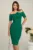 Rochie eleganta verde cu umeri goi si floare pe bust