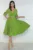 Rochie eleganta verde fistic cu maneci sparte si detaliu pretios