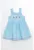 Rochie evazata cu model in carouri si broderie florala