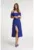 Rochie evazata din amestec de in cu slit lateral adanc Chimera