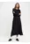 Rochie evazata din modal cu maneci cazute – Negru