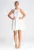 Rochie evazata – fara umeri – alba – poliester