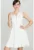 Rochie evazata – model K098 – fermoar – mini – ecru – poliester 95% – elastan 5%