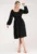 Rochie evazata model cu volane – neagra – poliester –