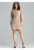 Rochie frac bej – simpla – cu revere clasice – curea decorativa – poliester –