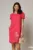 Rochie fucsia din in cu flori brodate si croi drept