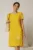 Rochie galbena din in cu flori brodate si croi drept