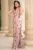 Rochie lunga Alejandra rose cu glitter si flori decorative