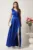 Rochie lunga albastra din tafta cu flori la bust- Ella Collection Madison