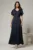 Rochie lunga bleumarin de ocazie din voal
