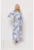 Rochie lunga cu imprimeu floral – Albastru pastel – Negru – Alb optic –
