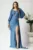 Rochie lunga de ocazie din lycra albastra cu strasuri la bust
