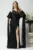 Rochie lunga de ocazie din voal neagra cu maneci ample