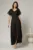 Rochie lunga de ocazie neagra din voal sidefat