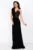Rochie lunga de seara Gilda neagra cu fronseuri si bust brodat